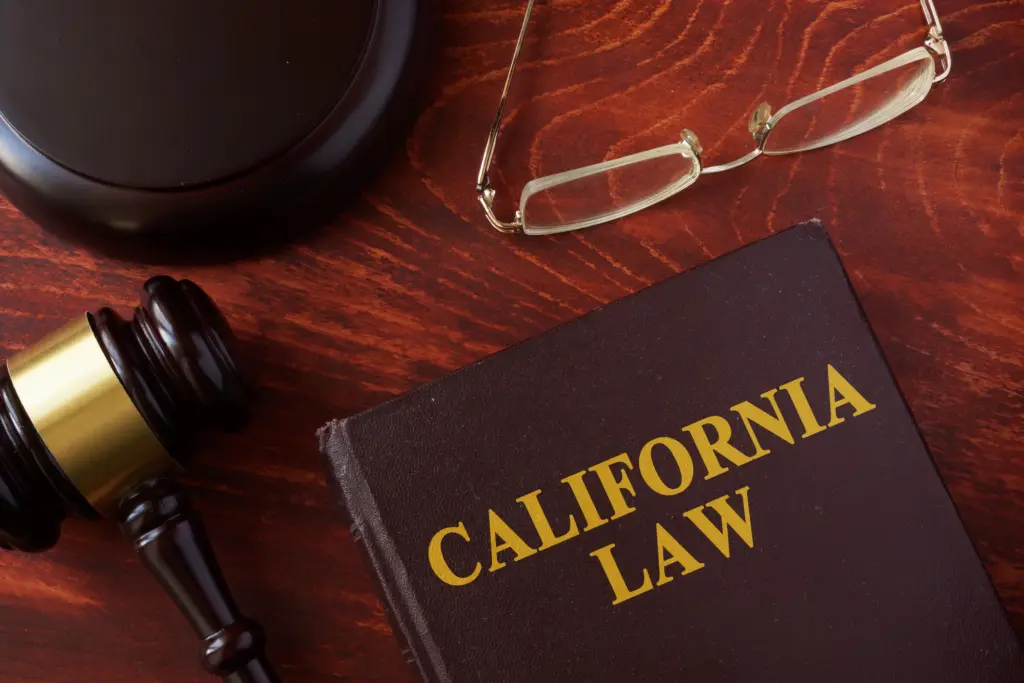 A close up of a book titled California Law.