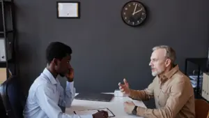 An old man getting discriminated against at work for his age.