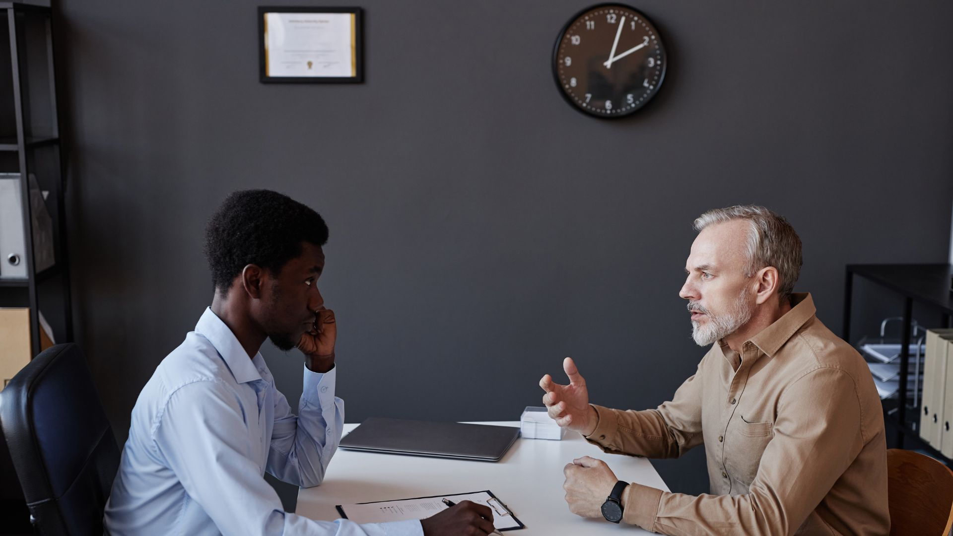 An old man getting discriminated against at work for his age.