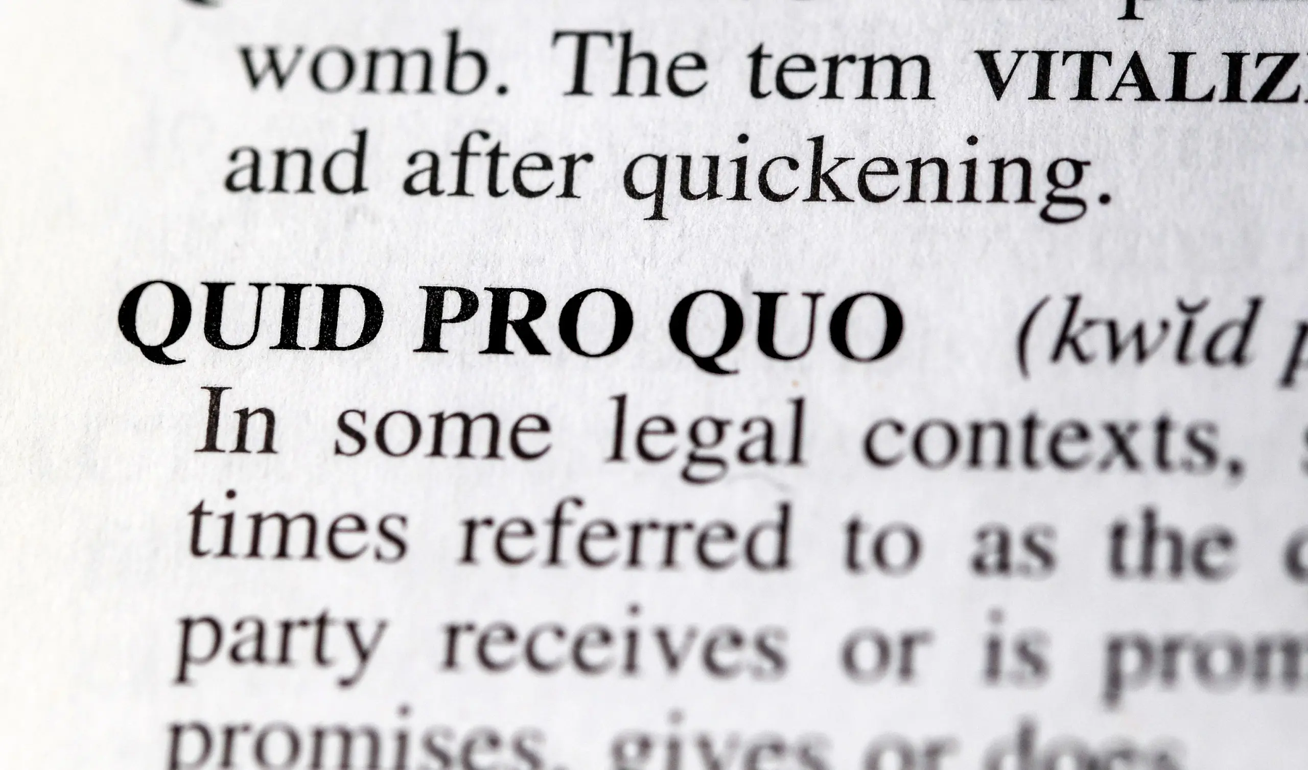 A close up definition of Quid Pro Quo.