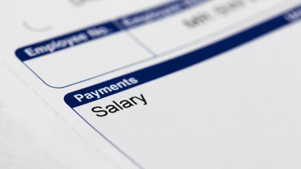 A close up of a person's salary.