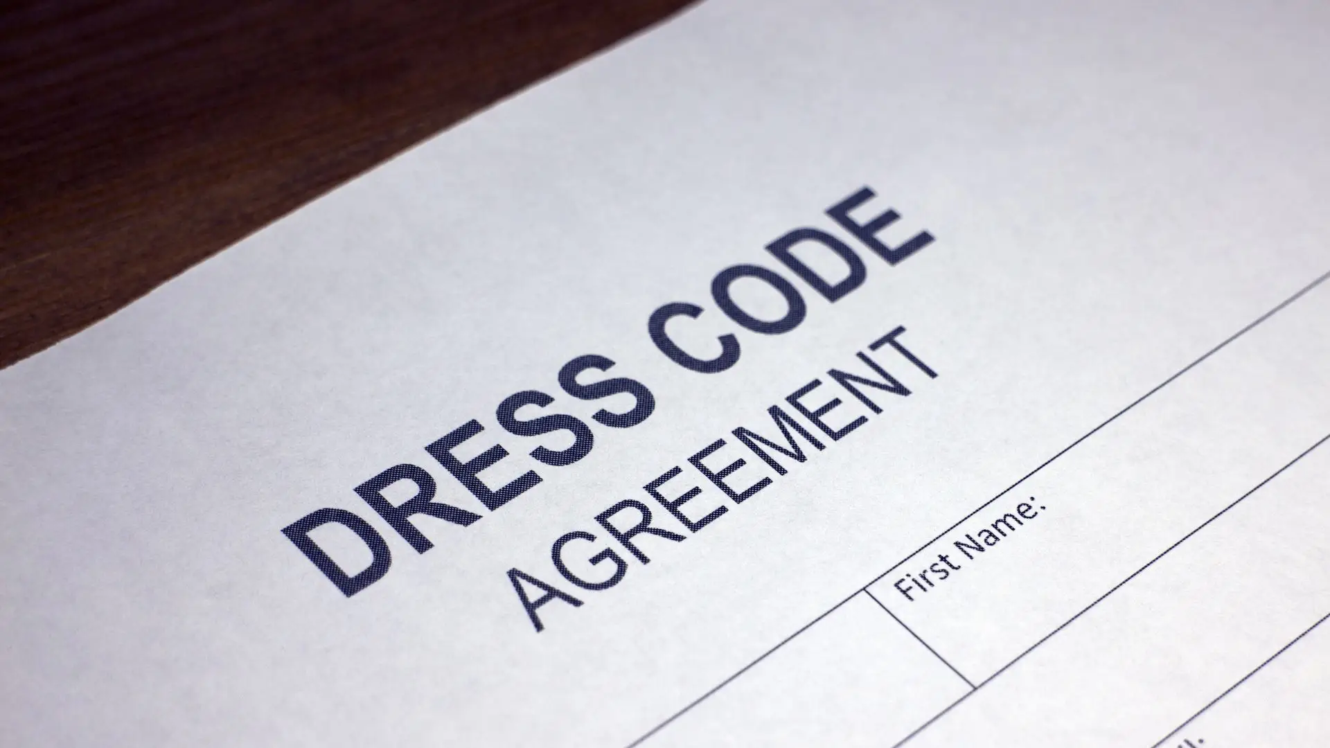 A Dress Code agreement document.