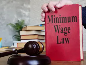 A minimum wage book and a gavel right next to it.