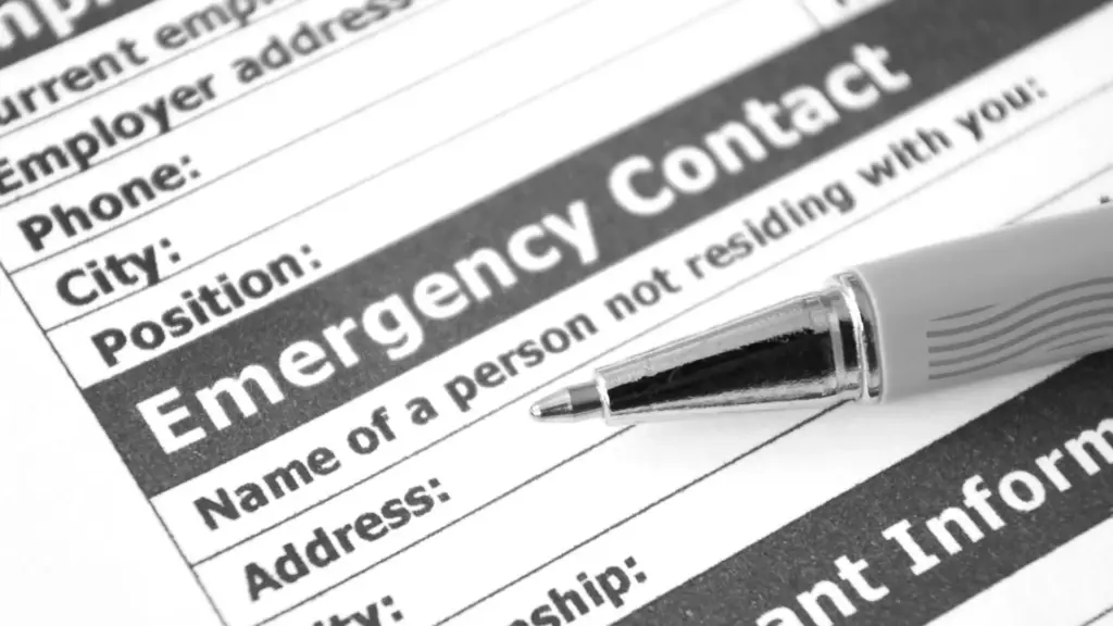 An emergency contact form.