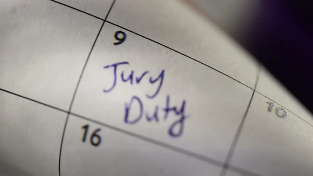 A day on the calendar marked as 'Jury Duty'.