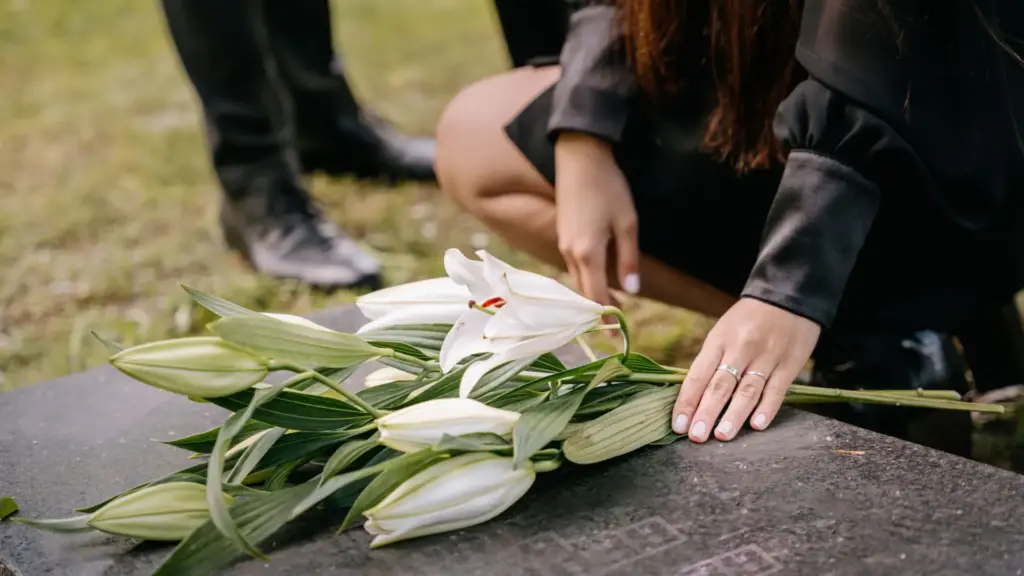 Flowers on a grave.