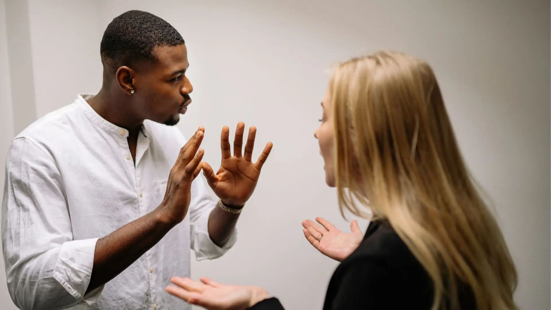 Two people arguing.