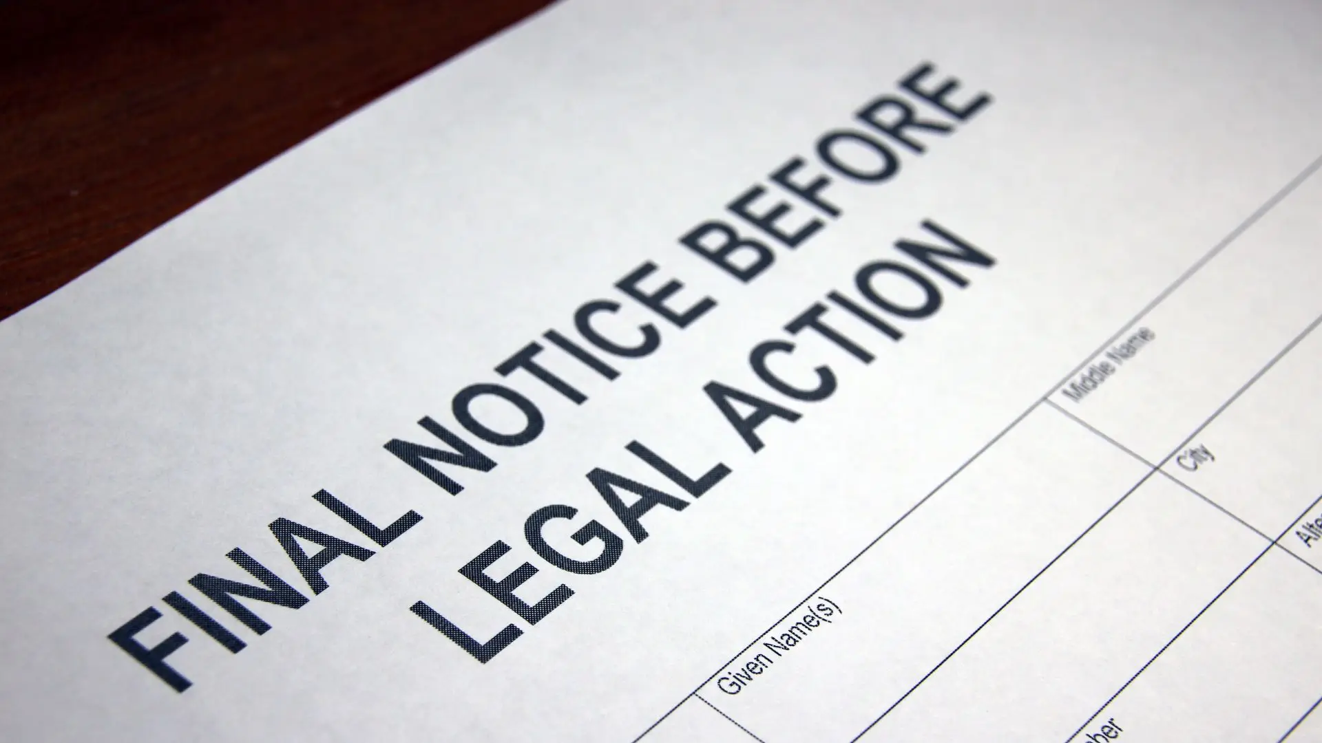 A final notice for a legal claim.