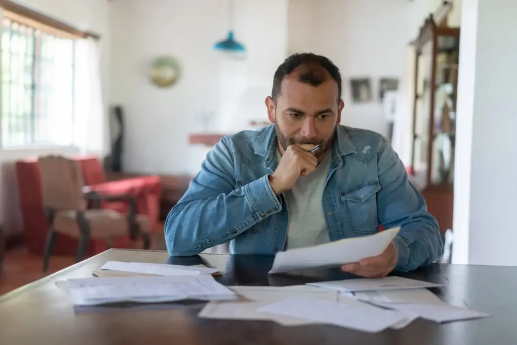 A man questioning his final paycheck.