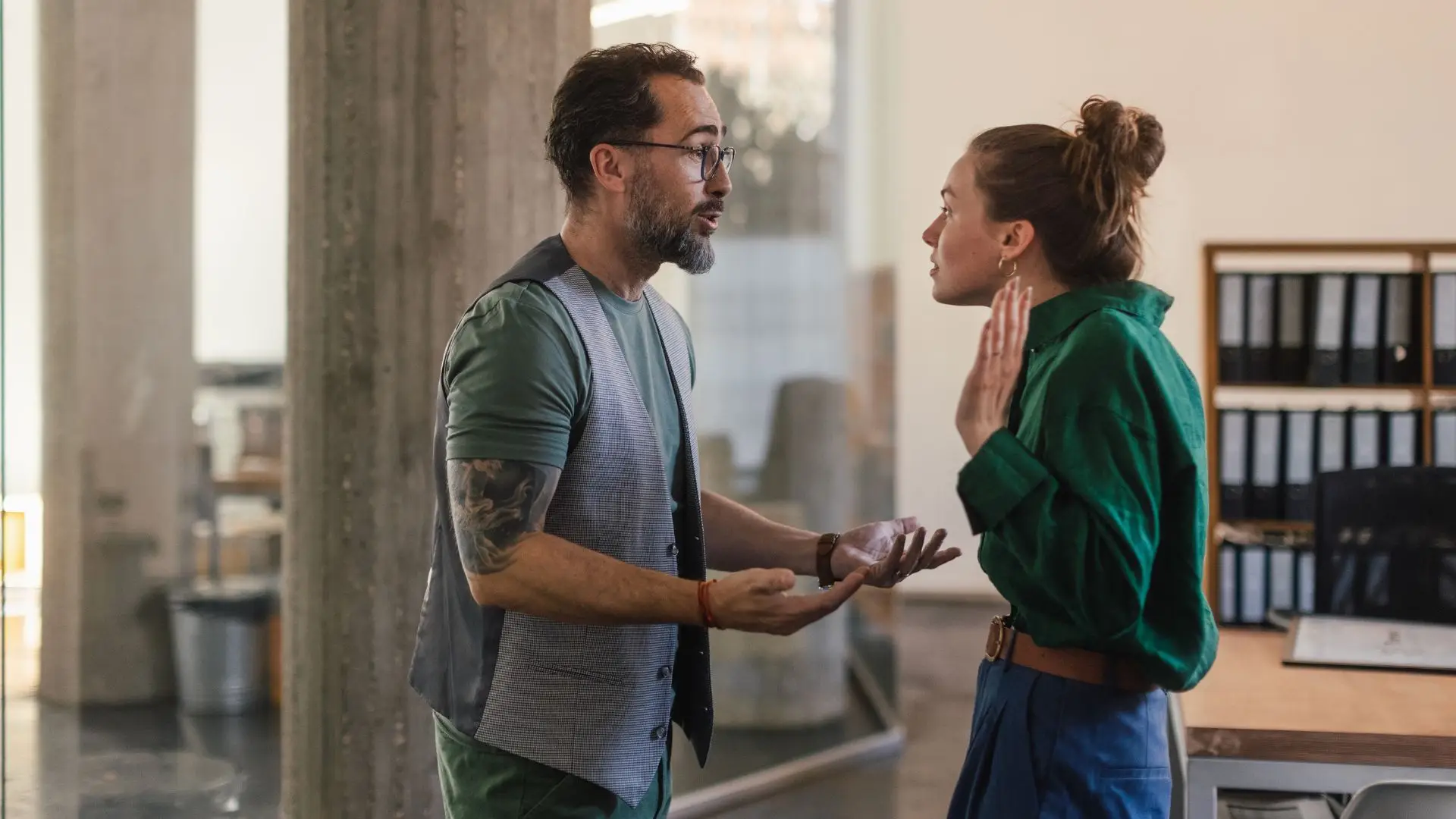 A worker gaslighting another worker. 
