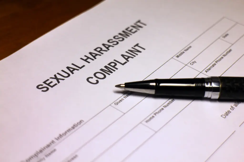 A sexual harassment claim form.