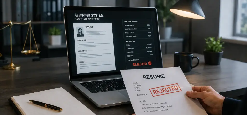 A person reviewing a person's job application with AI.
