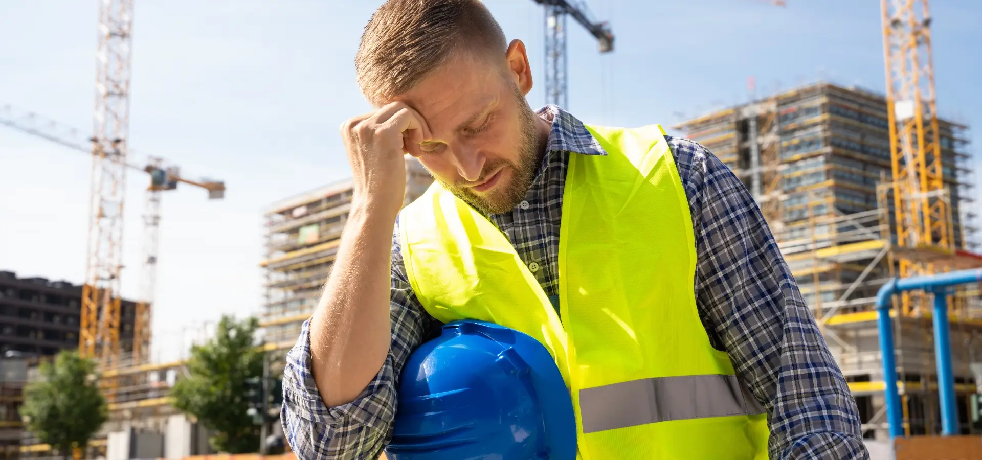 A stressed out construction worker. 